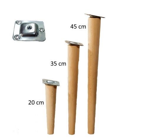 Okrúhla drevená stolová noha, výška 20 cm, Nat