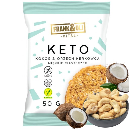 KETO Bezlepkové sušienky Kokos 50g FRANK&OLI