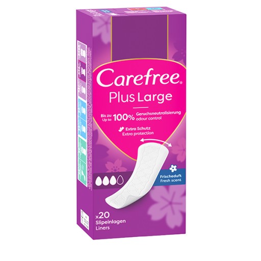 CAREFREE Plus Veľké hygienické vložky svieža vôňa 20 ks