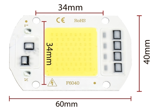 COB LED 50W 4700lm BIELA 60x40mm 230V + past.