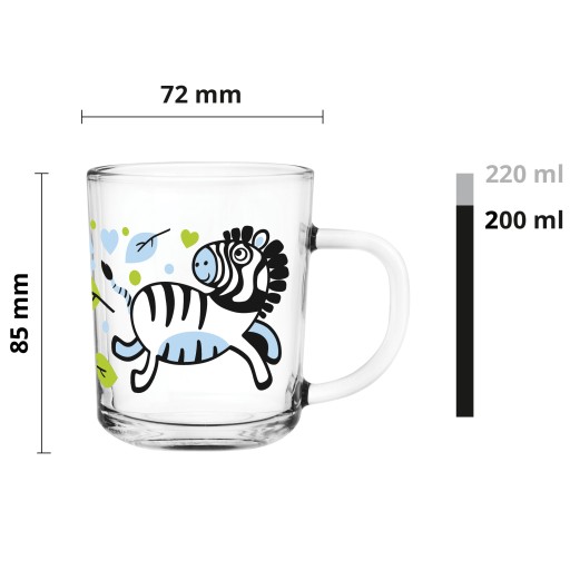 Sklenené hrnčeky Glasmark poháre Tola 200ml Mix Animals 3 ks