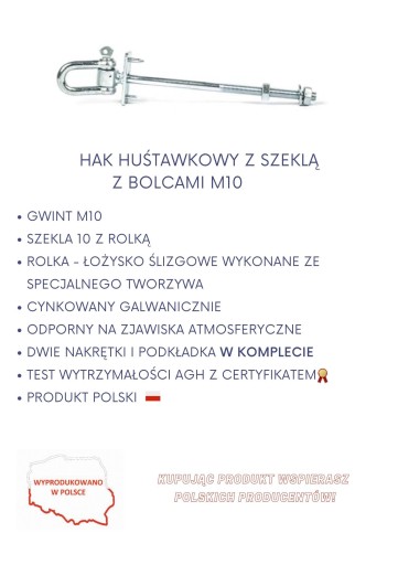 Hojdací hák s okovom M10 CERTIFIKÁT ČEPY