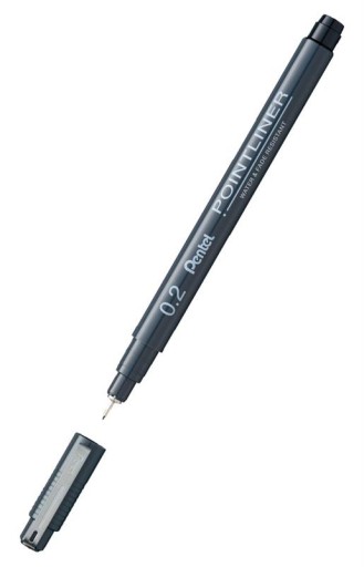 Pointliner - Pentel - čierny, 0,2 mm