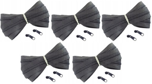 Špirálový zips 3 mm zips GRAPHITE 5 metrov + 10 zipsov