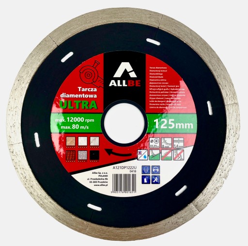 DIAMANTOVÁ ČEPEL NA keramiku 125X1,4X8X22,23MM ALLBE