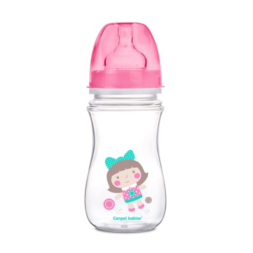 CANPOL ŠIROKÁ ANTIKOLICKÁ FĽAŠA 240ml HRAČKY +3m