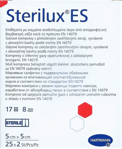 HARTMANN Sterilux ES 5x5cm 25x2ks. neplodná 17n, 8w