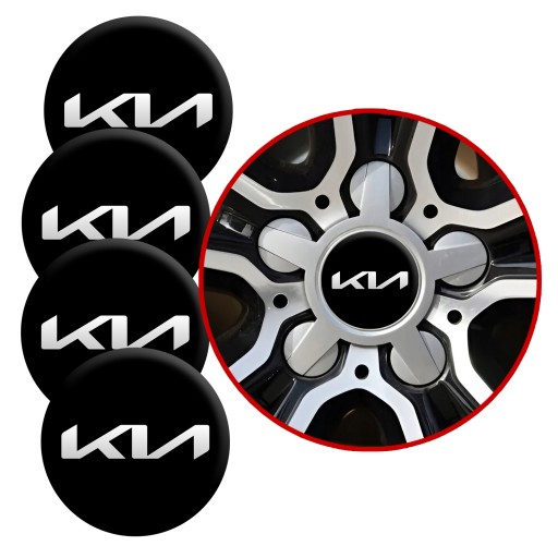 4 Emblémy Stredy ráfikov Kryty kolies Kolesá KIA TOP SET 53 mm