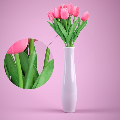 Umelé tulipánové kvety TULIPS ako živé ozdobné kytice do vázy s ružami