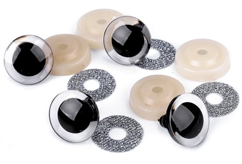 Trblietavé oči pre hračky maskota 25 mm STRIEBORNÉ