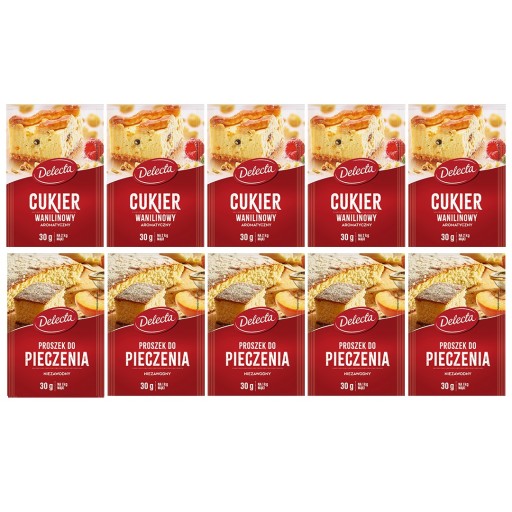 Delecta prášok do pečiva a vanilkový cukor 10x30g na pečenie a koláče