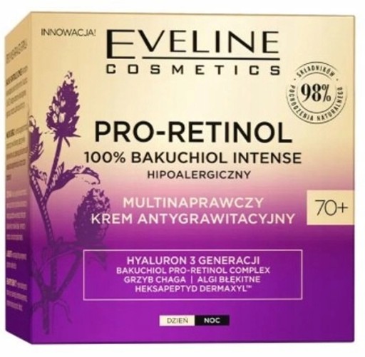 EVELINE PRO-RETINOL 100% BAKUCHIOL MULTI-OPRAVNÝ ANTIGRAVITAČNÝ KRÉM 70+