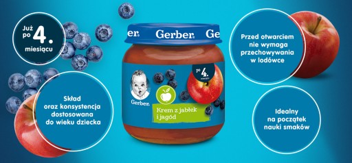 Gerber Krém z jabĺk a bobúľ po 4 mesiacoch 125 g