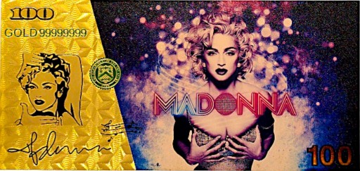 MADONNA Jedinečná ZLATÁ BANKOVKA Zberateľský DARČEK PRE FANOUŠKA