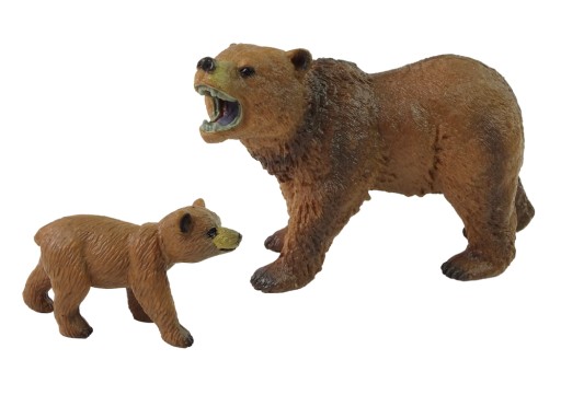 Sada 2 figúrok medveďa grizzlyho a mláďatka
