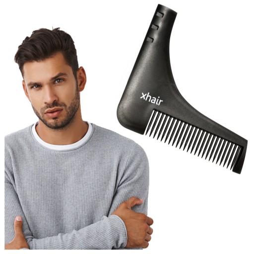 Hrebeň TEMPLATE na úpravu účesu, zastrihávanie brady a fúzov