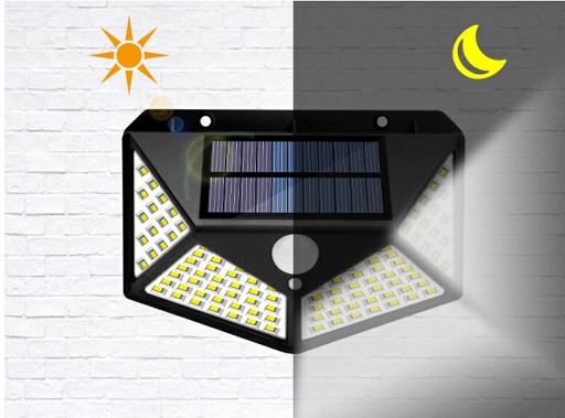 Solárna LAMPA NÁSTENNÁ LAMPA pohybový senzor 100LED E080