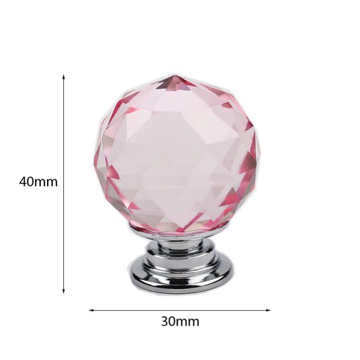 KRIŠTÁĽOVÝ NÁBYTOK Úchytka 30mm RUŽOVÝ CRYSTAL glamour