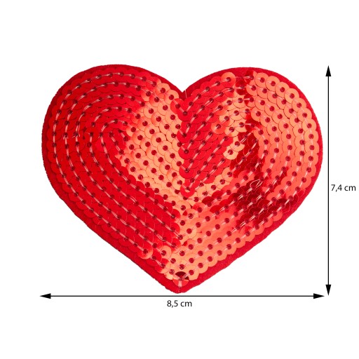 Flitrová nášivka Heart Red Flitrové srdce