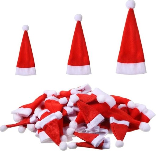 10 kusov dekoračných SANTA ČIAPKOV na fľaše, VIANOČNÁ DEKORÁCIA