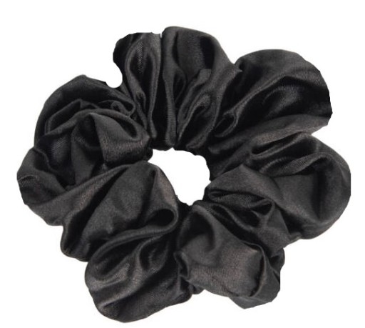 RUB NA VLASY SCRUNCHIE, SATÉN, ČIERNA