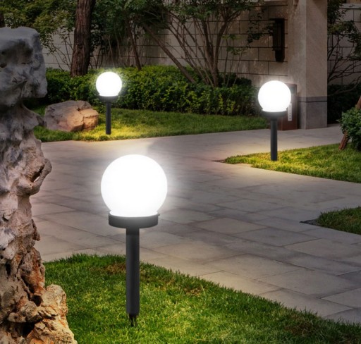solárna záhradná lampa, mliečna, BIELA GUĽA 10cm P011