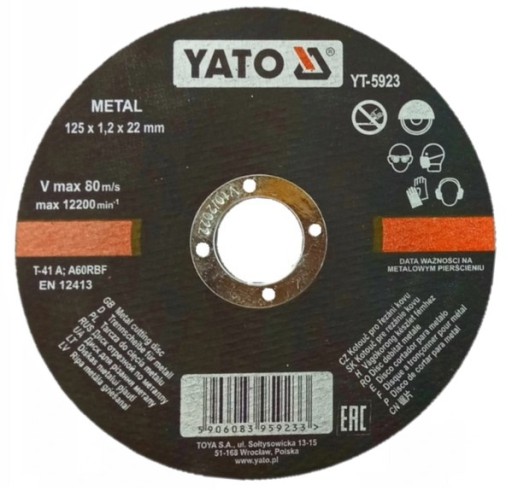 KOVOVÉ REZNÉ KOTOUČE 125 x 1,2 x 22 YATO YT-5923