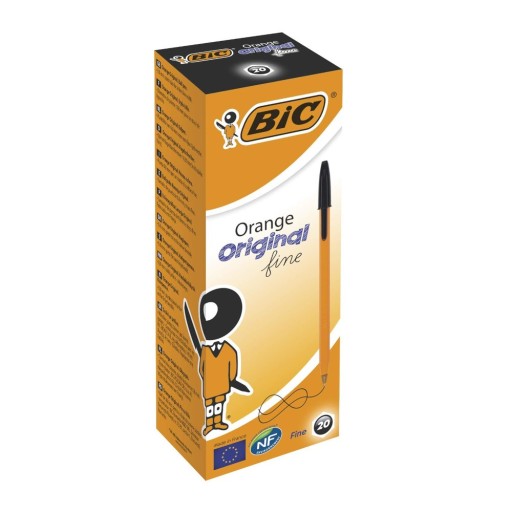 Oranžové guľôčkové pero Bic, čierne