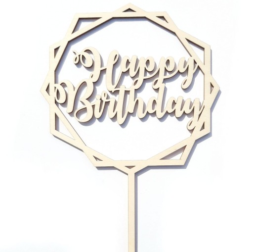 Topper Happy Birthday, narodeninová dekorácia, 10 cm