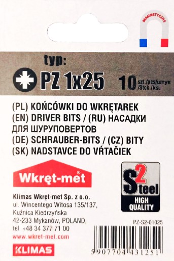 HROTY SKRUTKOVAČA BIT PZ1 25MM 10 KS kríž
