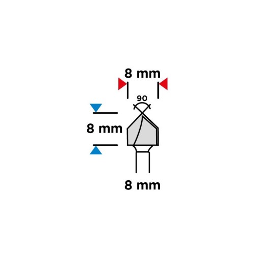 Fréza na drážky v tvare V, HM, 8 x 8 mm, stopka 8 mm