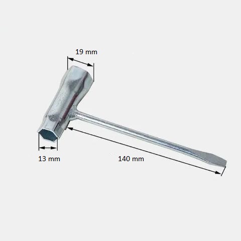 ZÁSTRČNÝ KĽÚČ SVIEČKA 13mm 19mm PLOCHÝ SKRUTKOVAČ
