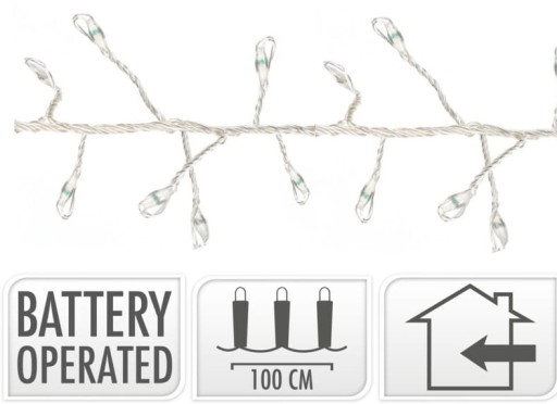 LED CLUSTER RRY LAMP reťaz, 1 m, na batérie, teplé biele svetlo
