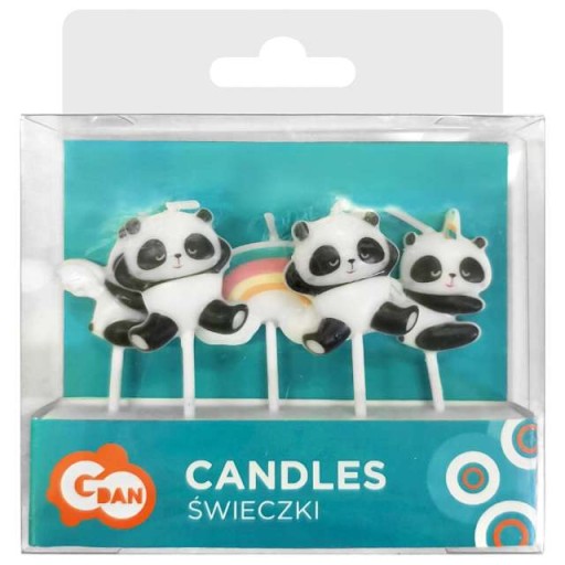 CAKE sviečky pikery PANDAS dúhové NARODENINY 5 ks