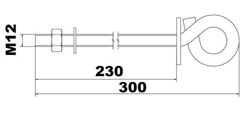 Hojdací hák M12x230 mm OČKO pre HOJDAČKU