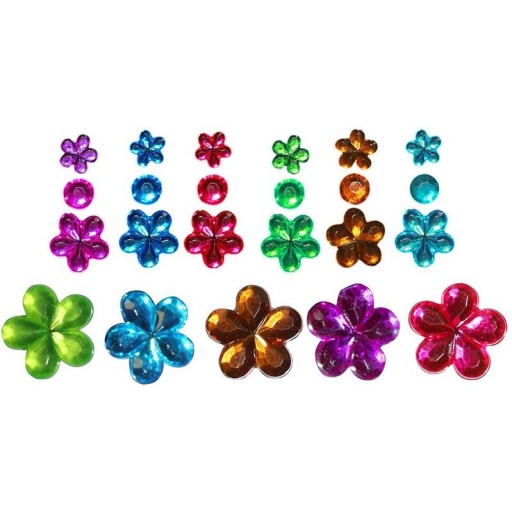 Samolepiace kryštály Flowers 52 ks Titanium