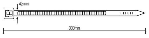 Sťahovací pásik, čierny, 100 ks. 4,8 x 300 mm