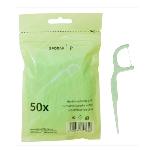 SPOKAR P Denta Floss-Picks špáradlá na nite 50 ks.