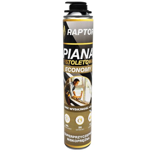 MONTÁŽ PENY 750ml POLYURETÁNOVÁ PIŠTOĽ NÍZKOTLAKÝ RAPTOR EKONOM.