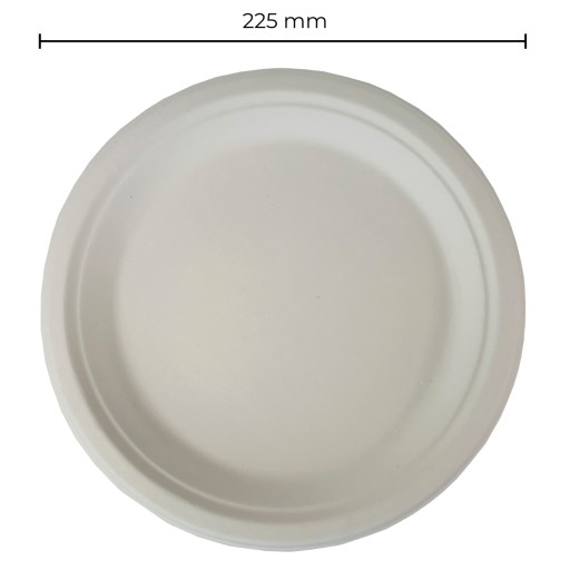 TANIER BIELY 9'' z cukrovej trstiny 22cm PAPIEROVÉ TANIERE na grilovanie 10x