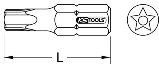 1/4 5-bodový bit s otvorom, TS20 KS Tools