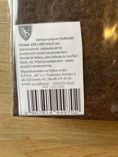 Samolepiace plstené podložky na nábytok, stoličky, hnedé, 125x310, 1 ks