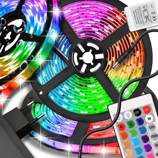 RGB LED PÁS 5m VODEODOLNÉ LED 3528 Pásik 230v 12v Farebný S DIAĽKOVÝM OVLÁDANÍM