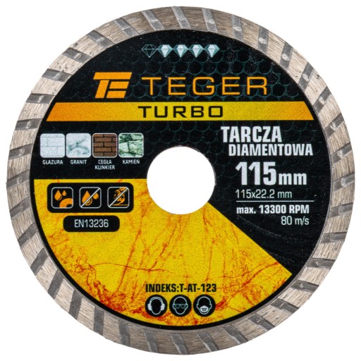Diamantový kotúč 115x22,23mm na rezanie dlaždíc, keramiky, kameniny Teger