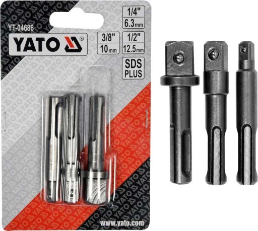 YATO SDS-PLUS ADAPTÉRY PRE ZÁSUVKY 1/4 3/8 1/2 3ks