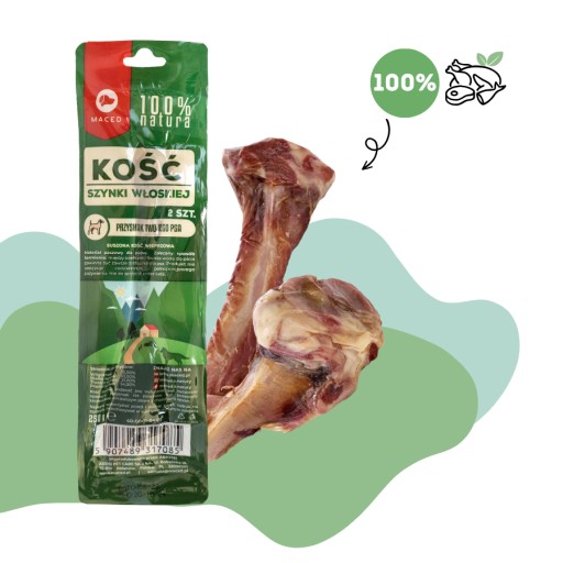 Maced talianska parmská šunka kosť, 2 kusy, maškrta pre psa, maškrta