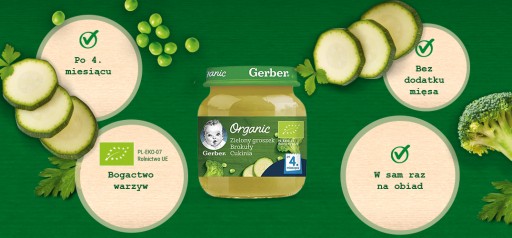 Gerber Bio hrášok brokolica cuketa 125g