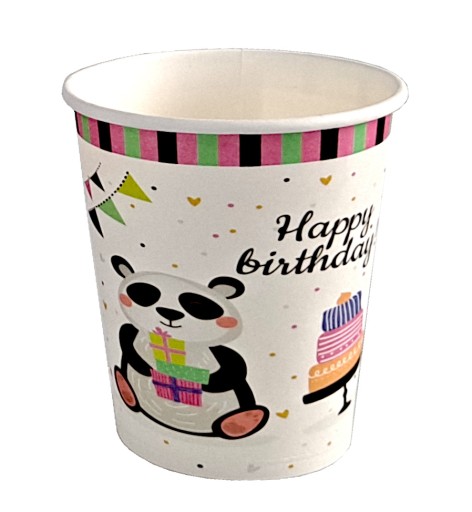 HAPPY BIRTHDAY PANDA CUPS, 6 ks