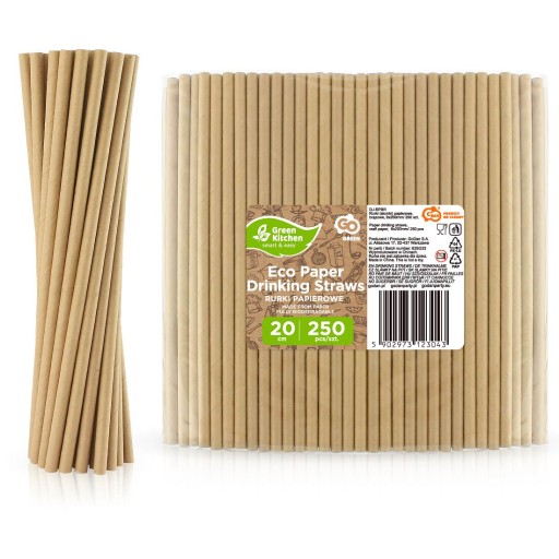 Papierové slamky na pitie Brown Raw EKO 20 cm XXL Balenie 250 ks.
