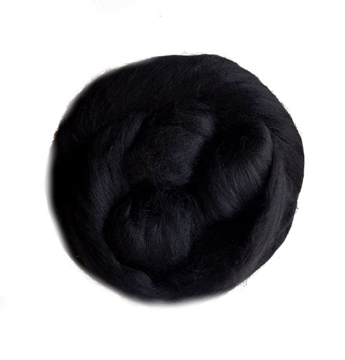 Česaná vlna, česaná plsť 100g, ČIERNA